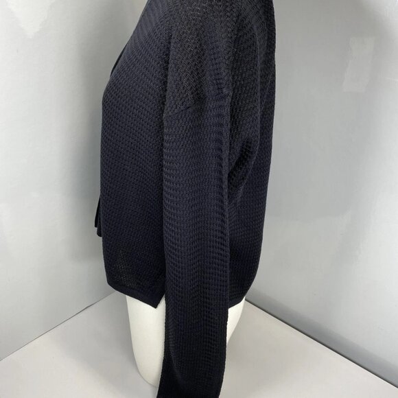 NEW THEORY Women’s Hanelee Cropped Cardigan Shirt – Black – Size S - Picture 7 of 8